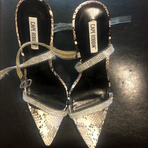 Cape Robbin Pointy Open Toe heels straps - Zebra